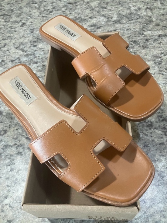 Steve Madden Shoes - Steve Madden Cognac Tan Cutout Slide Sandals (Hadyn style)